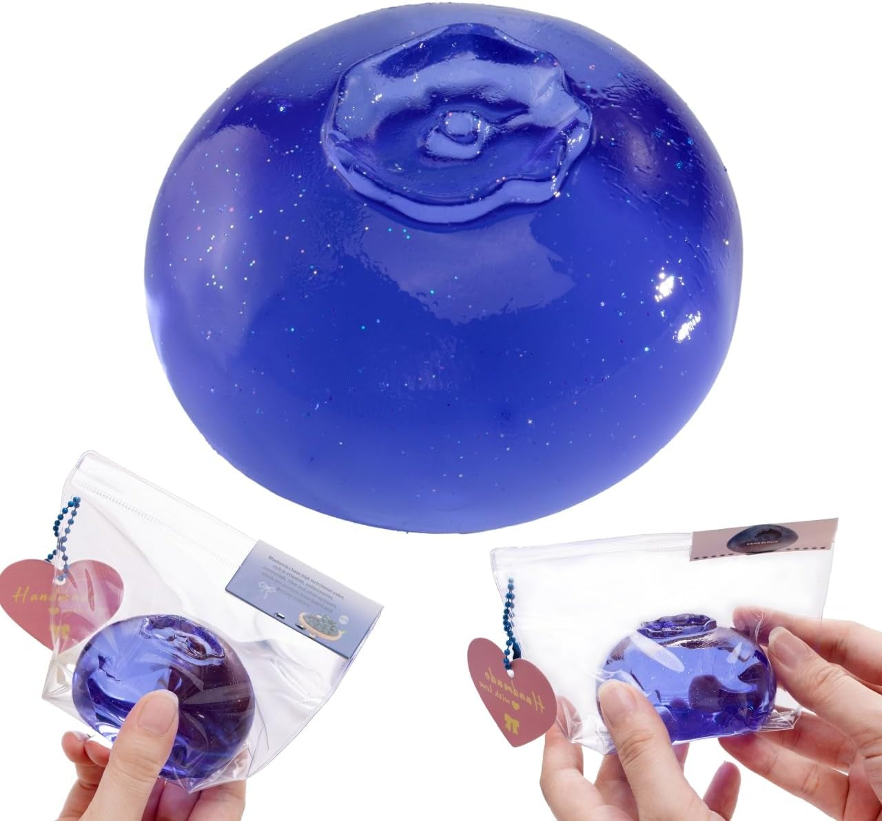 Blueberry Bliss Taba Squishy | Handmade Clear Blueberry Stress Relief Fidget Toy
