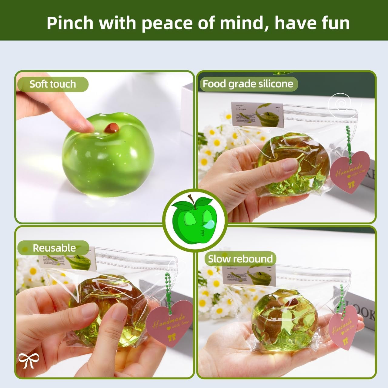 Apple Pop Squishy | Cute Crystal Apple Stress Relief Fidget Toy